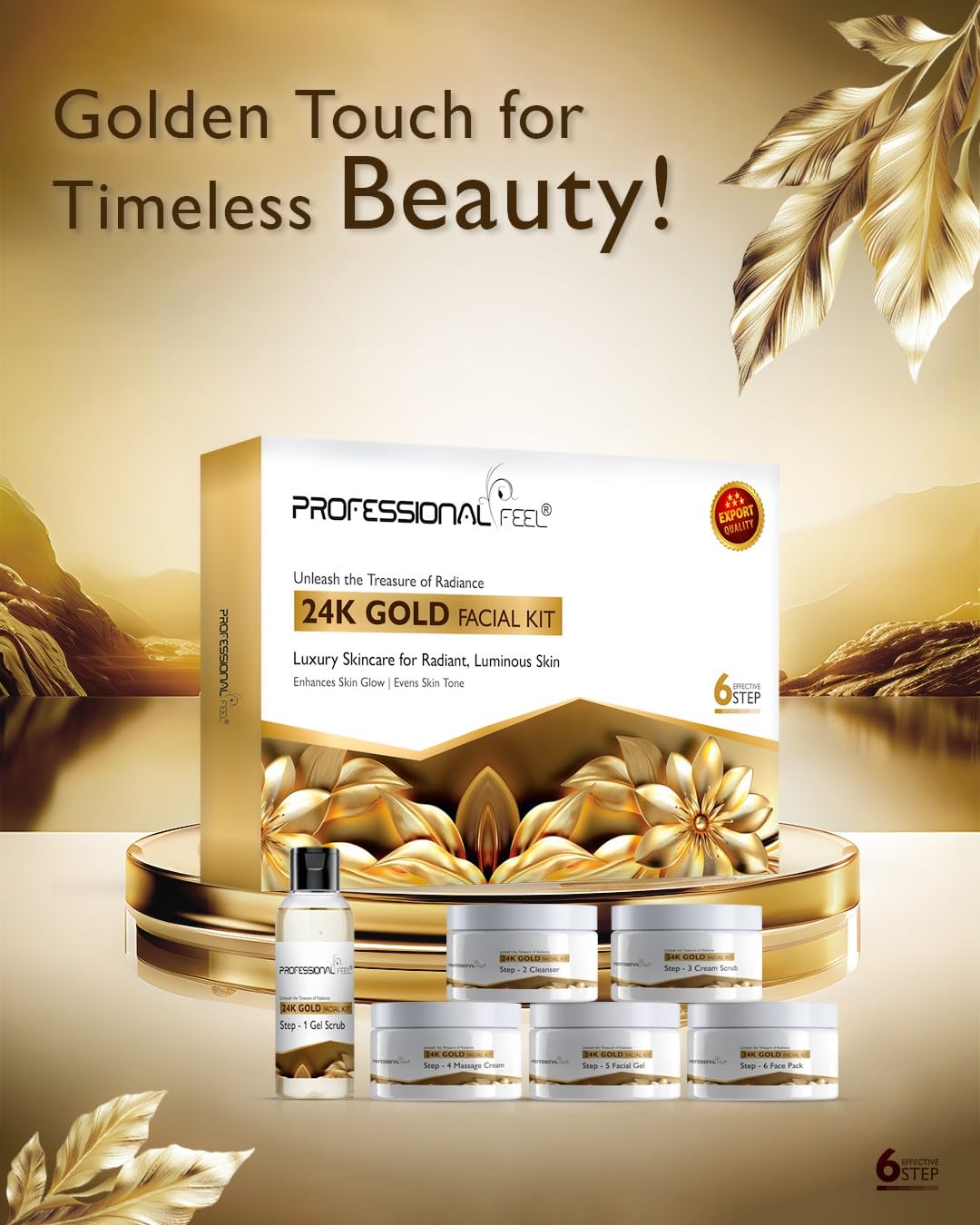Professional Feel Herbal 24K Gold Facial Kit, Luxury Radiant